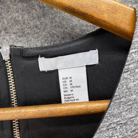 H&M Blouse Women M Medium Gray Full Zip Sleeveless Lined Wide Strap Round Neck - Picture 5 of 9